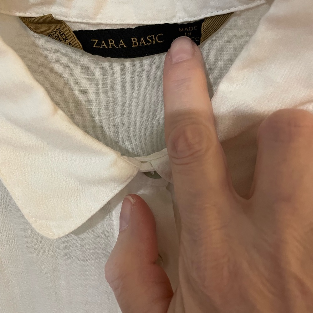 Zara White Button Down Shirt Short Sleeve Small - Picture 3 of 5